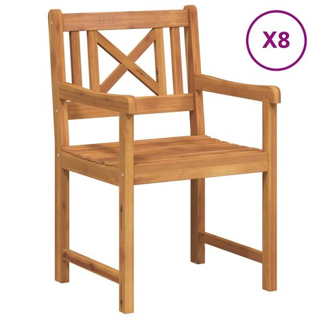 Tuinstoel 8 pcs Bruin 56 x 56 x 90 cm Massief acaciahout