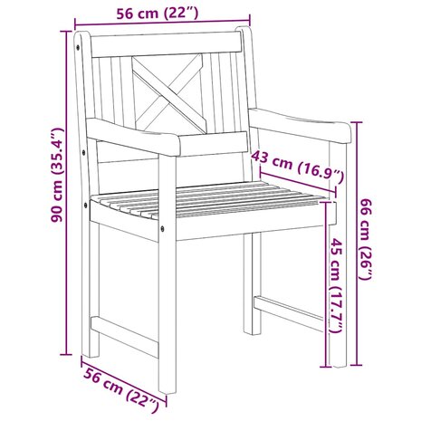 Tuinstoel 6 pcs Bruin 56 x 56 x 90 cm Massief acaciahout