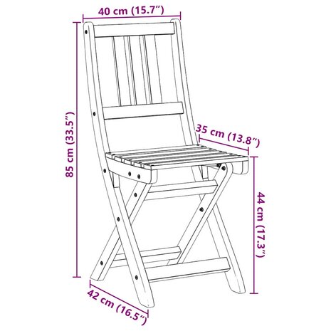 Tuinstoel 4 pcs Bruin 36 x 46 x 86cm Massief acaciahout