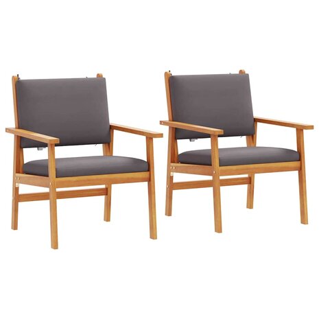 Tuinstoel met kussen 2 pcs Bruin Massief acaciahout