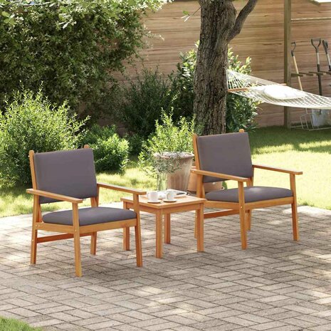 Tuinstoel met kussen 2 pcs Bruin Massief acaciahout