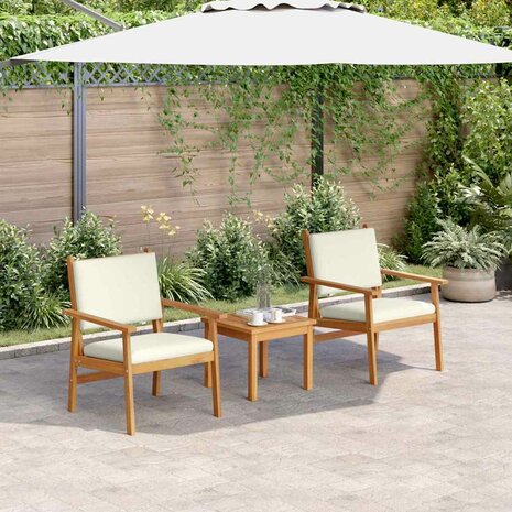 Tuinstoel met kussen 2 pcs Bruin Massief acaciahout