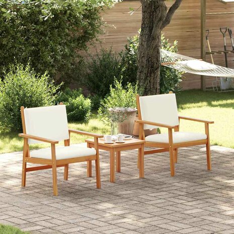 Tuinstoel met kussen 2 pcs Bruin Massief acaciahout
