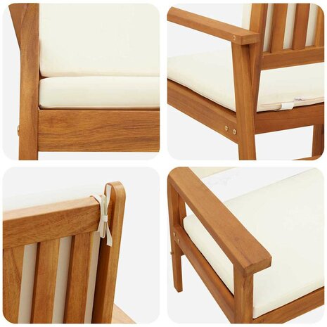 Tuinstoel met kussen 2 pcs Bruin Massief acaciahout