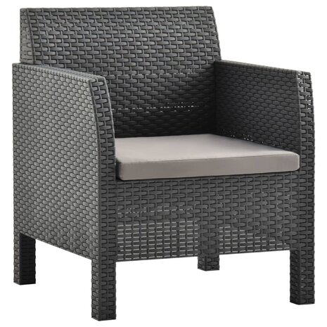 Tuinstoel met kussen antraciet 63x65x76 cm PP rattan