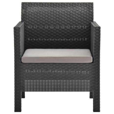 Tuinstoel met kussen antraciet 63x65x76 cm PP rattan