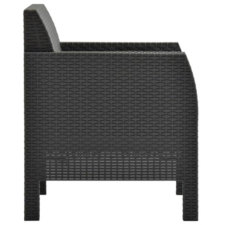 Tuinstoel met kussen antraciet 63x65x76 cm PP rattan