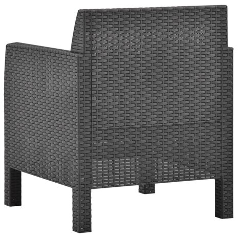 Tuinstoel met kussen antraciet 63x65x76 cm PP rattan