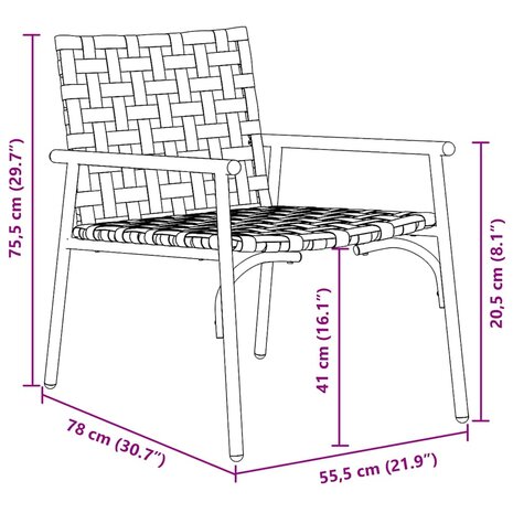 Tuinstoel 2 pcs Zwart 79 x 56 x 73.5cm poly rattan