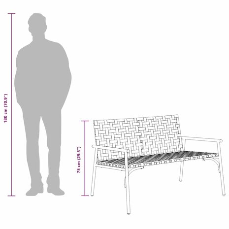 Tuinstoel Zwart 113 x 79 x 75cm poly rattan