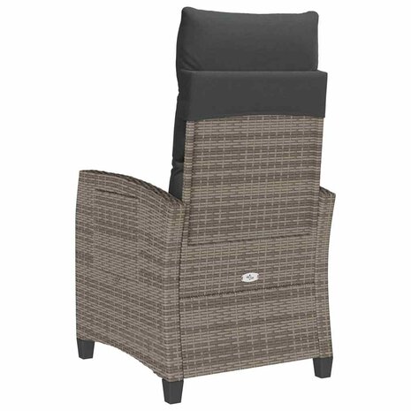 Verstelbare tuinstoel met bijzettafel poly rattan grijs