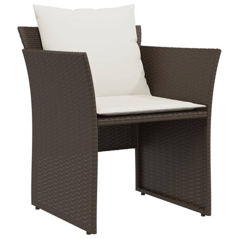 Tuinstoel met voetenbank poly rattan bruin