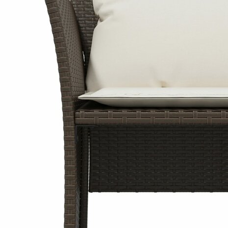 Tuinstoel met voetenbank poly rattan bruin
