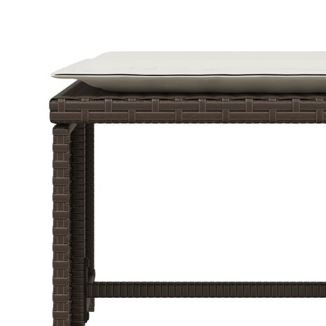 Tuinstoel met voetenbank poly rattan bruin