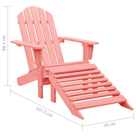 Tuinstoel Adirondack met voetenbank massief vurenhout roze