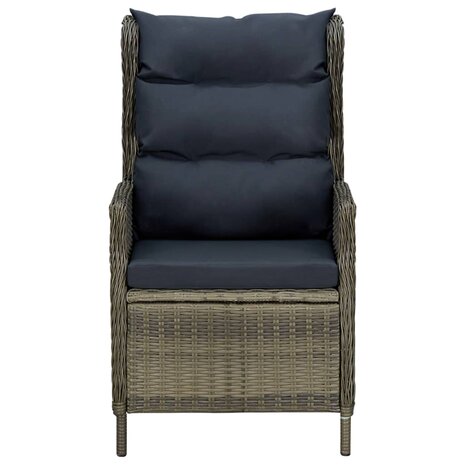 Tuinstoel verstelbaar met kussens poly rattan bruin