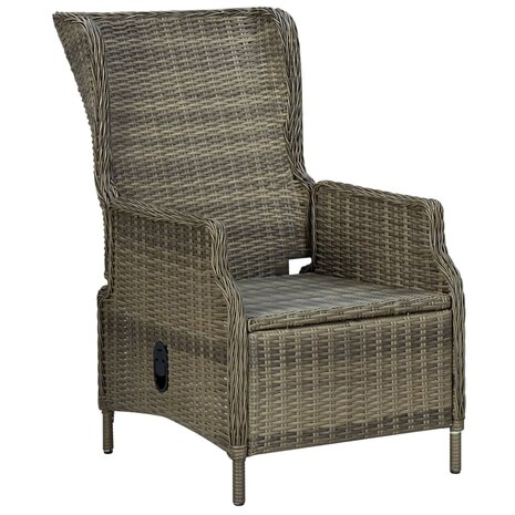 Tuinstoel verstelbaar met kussens poly rattan bruin