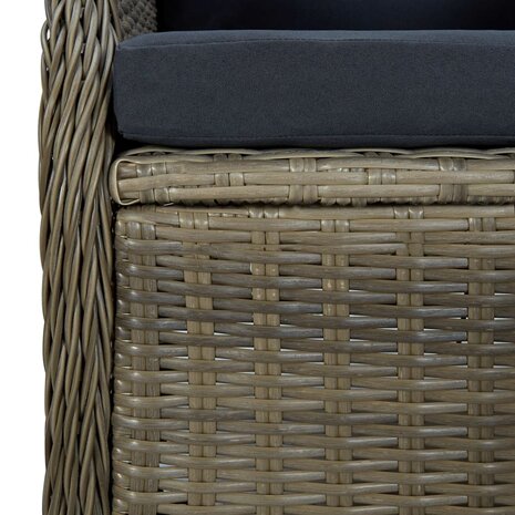 Tuinstoel verstelbaar met kussens poly rattan bruin