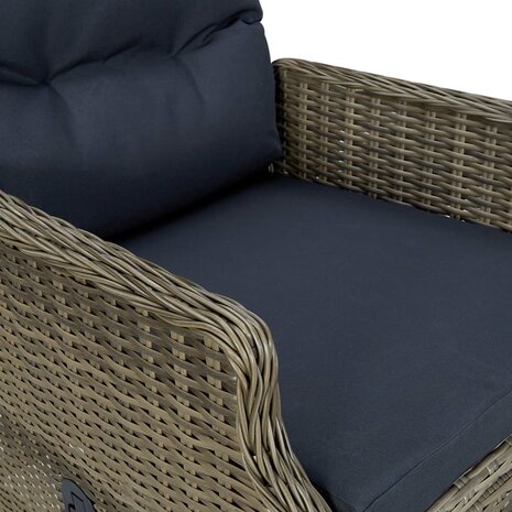 Tuinstoel verstelbaar met kussens poly rattan bruin