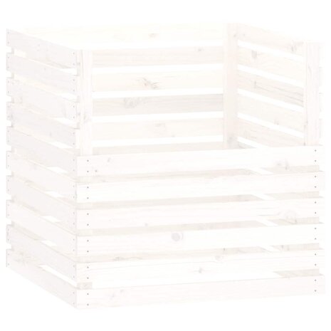 Compostbak 80x80x78 cm massief grenenhout wit