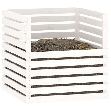 Compostbak 80x80x78 cm massief grenenhout wit