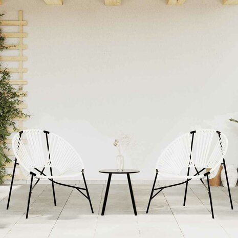 Tuinstoelenset 3-delig poly rattan zwart en wit