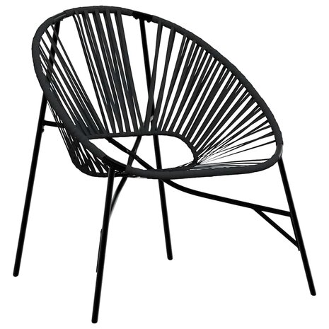 Set tuinstoelen 3-delig poly rattan zwart