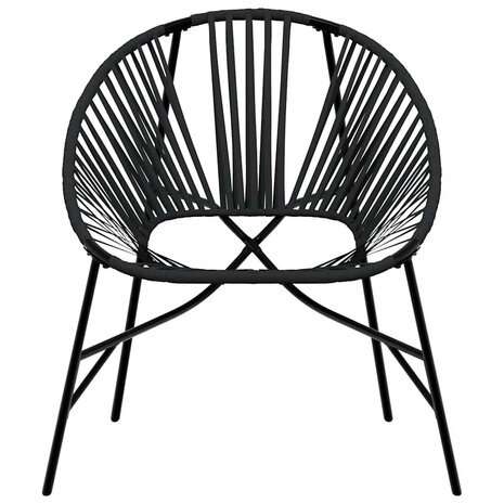 Set tuinstoelen 3-delig poly rattan zwart