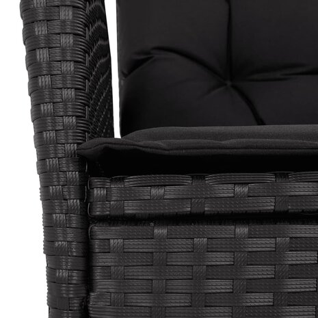 Tuinstoelen 2 st verstelbaar met kussens poly rattan zwart