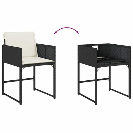 Tuinstoelen 4 st met kussens poly rattan zwart