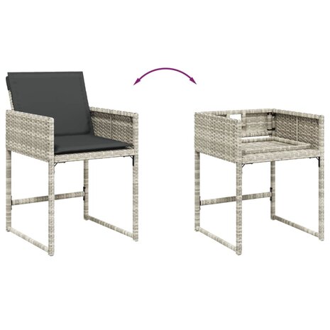 Tuinstoelen 4 st met kussens poly rattan lichtgrijs