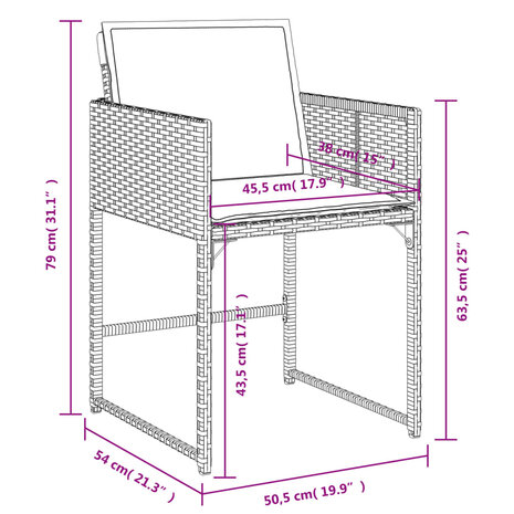 Tuinstoelen 4 st met kussens poly rattan zwart
