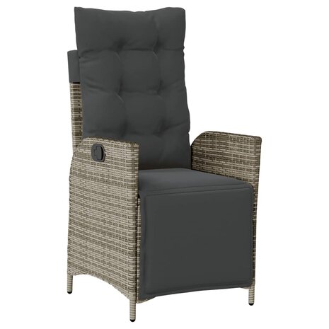 Tuinstoelen 2 st verstelbaar met voetensteun poly rattan grijs