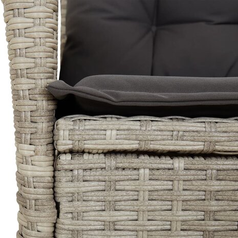 Tuinstoelen 2 st verstelbaar met kussens poly rattan lichtgrijs