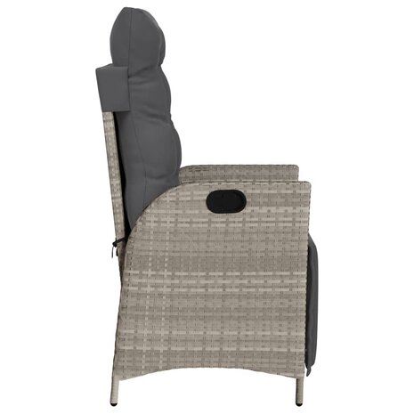 Tuinstoelen 2 st verstelbaar voetensteun poly rattan lichtgrijs