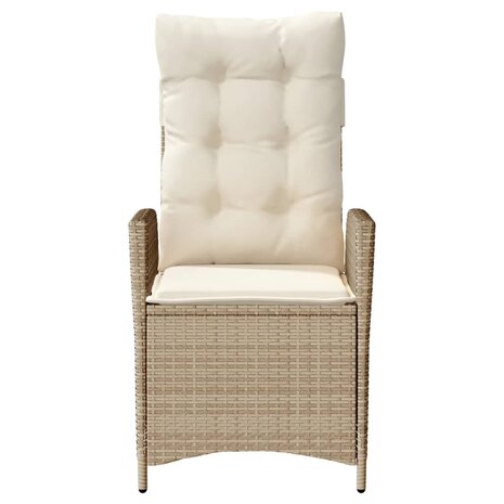 Tuinstoelen 2 st verstelbaar met kussens poly rattan beige