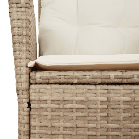Tuinstoelen 2 st verstelbaar met kussens poly rattan beige