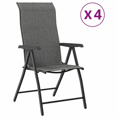 Tuinstoelen 4 st inklapbaar poly rattan grijs