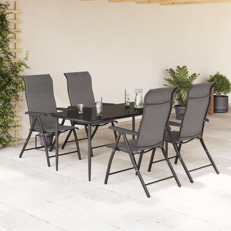 Tuinstoelen 4 st inklapbaar poly rattan grijs