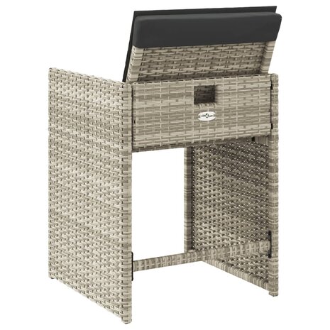 Tuinstoelen 4 st met kussens poly rattan lichtgrijs
