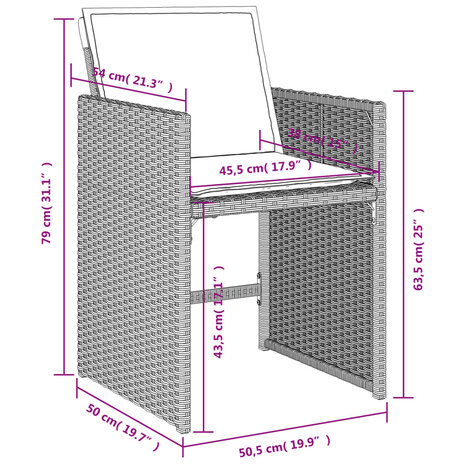 Tuinstoelen 4 st met kussens poly rattan lichtgrijs