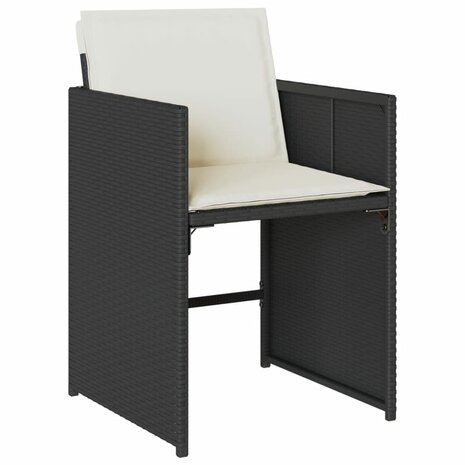 Tuinstoelen 4 st met kussens poly rattan zwart