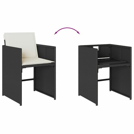 Tuinstoelen 4 st met kussens poly rattan zwart