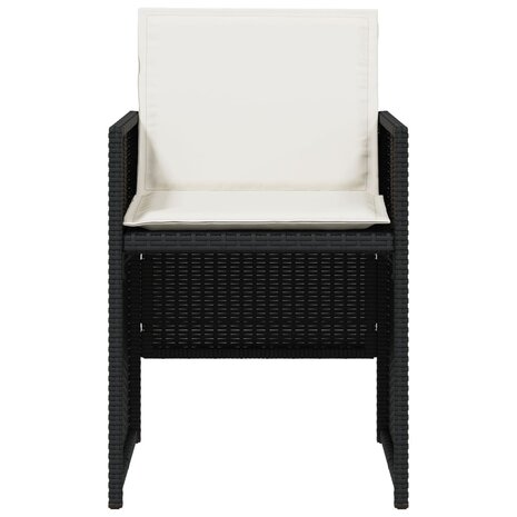 Tuinstoelen 4 st met kussens poly rattan zwart