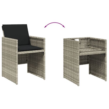 Tuinstoelen 4 st met kussens poly rattan lichtgrijs
