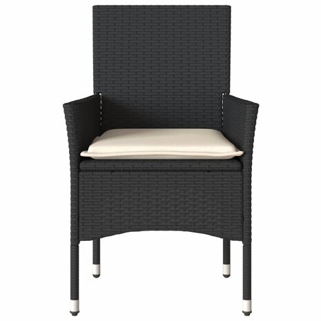 Tuinstoelen 2 st met kussens poly rattan zwart