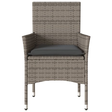 Tuinstoelen 2 st met kussens poly rattan grijs