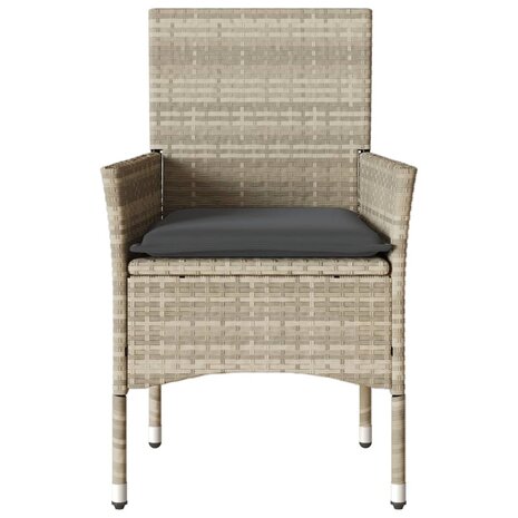 Tuinstoelen 2 st met kussens poly rattan lichtgrijs