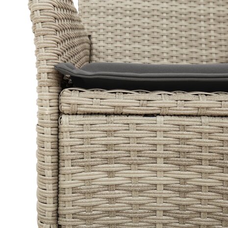 Tuinstoelen 2 st met kussens poly rattan lichtgrijs