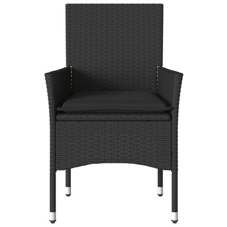 Tuinstoelen 2 st met kussens poly rattan zwart
